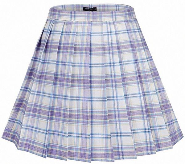 

coco womens uniforms plaid pleated mini skirt t6tl#, Black;gray