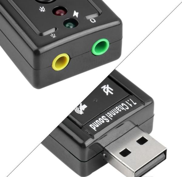 CM108 Mini USB 2.0 3D внешний 7.1 канал Sound Virtual 12 Мбит / с аудио звуковых карточек адаптер звуковых карт