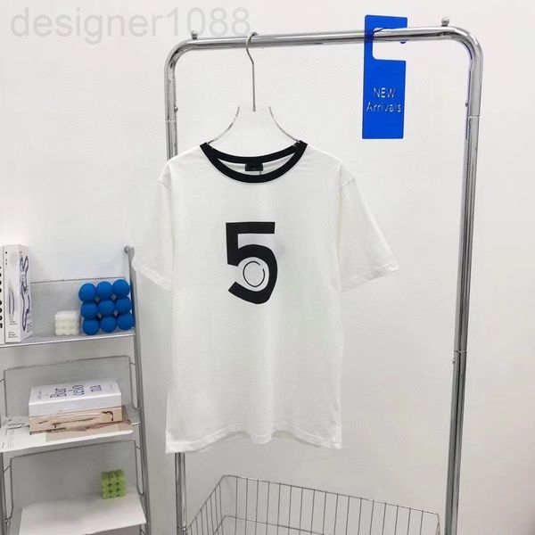 

women's t-shirt designer 22s spring and summer new style small fragrance medieval digital 5 print color matching round neck simple fash, White