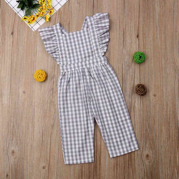 

emmababy girl jumpsuits 6m-5y toddler kid baby girl plaid romper jumpsuit playsuit sunsuit clothes g220521, Blue
