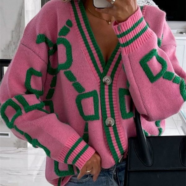 

cardigan for women green striped pink knit button lady cardigans sweaters vneck loose casual winter knitted coat fashion 220813, White