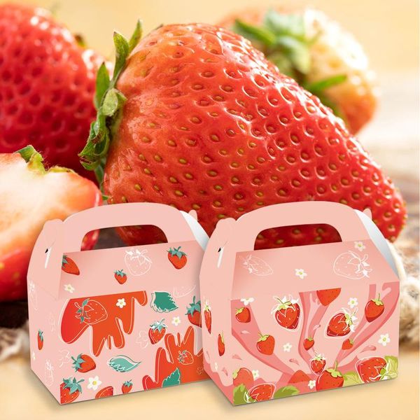 Garra de presente 4pcs menina doce morango festas festas de aniversário bolsa de embalagem Return portátil favor box box chuveiro de bebê festeiragift