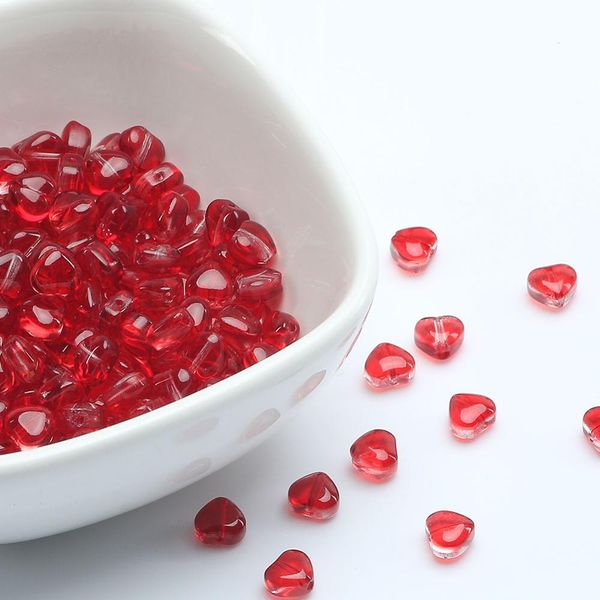 

6x6mm red czech lampwork crystal glass beads loose heart spacer for jewelry making diy needlework bracelet necklace accessories, Bronze;silver