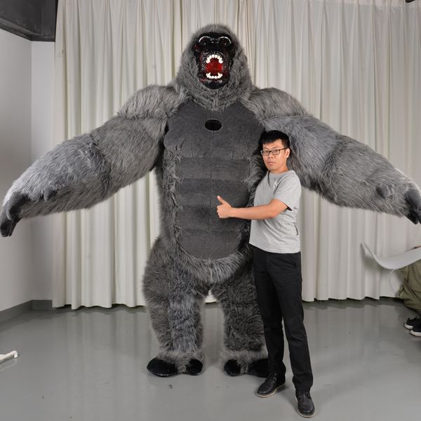 Costume da bambola mascotte King Kong Costume gonfiabile per adulto Peluche Furry Mascot animale Halloween Carnevale di Venezia Abito vestito Fursuit orangutan