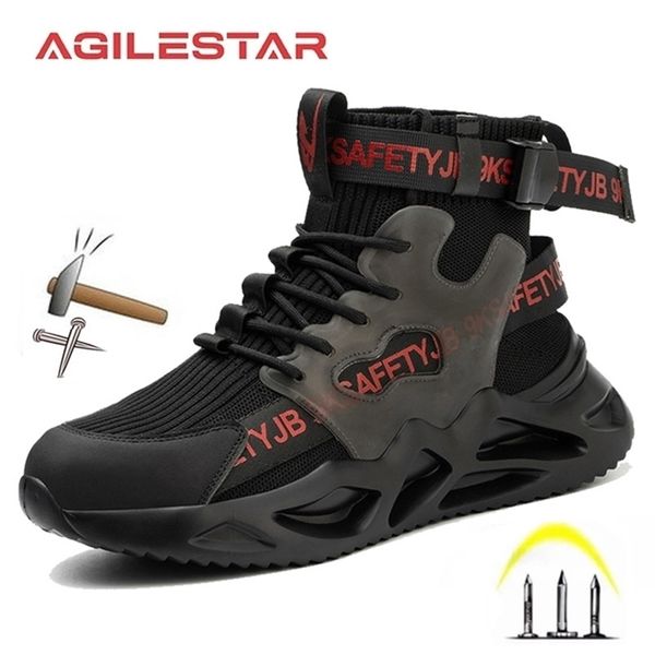 

male work boots indestructible safety shoes men steel toe puncture-proof sneakers 220628, Black;brown