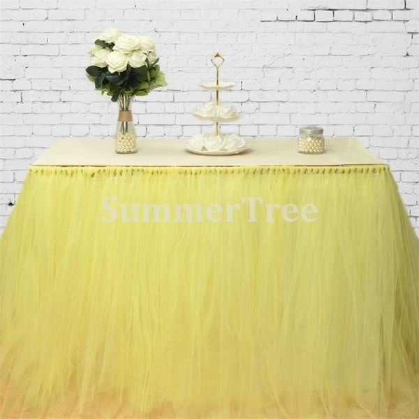 Лимонный желтый 1 метр x 80см Тул -столик юбка Чудес Стол Стол Тучка