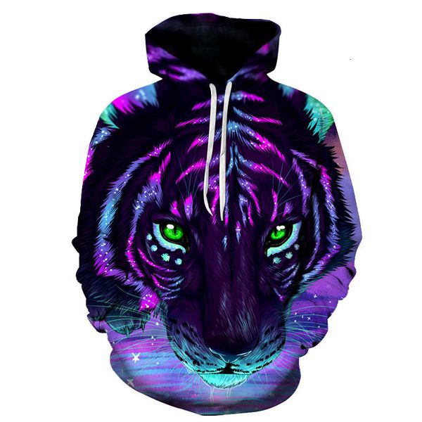 

men's hoodies sweatshirts fashionable 3d glow tiger clothing hooded animal sweatshirt latest designer casual teen pullover 230206, Black