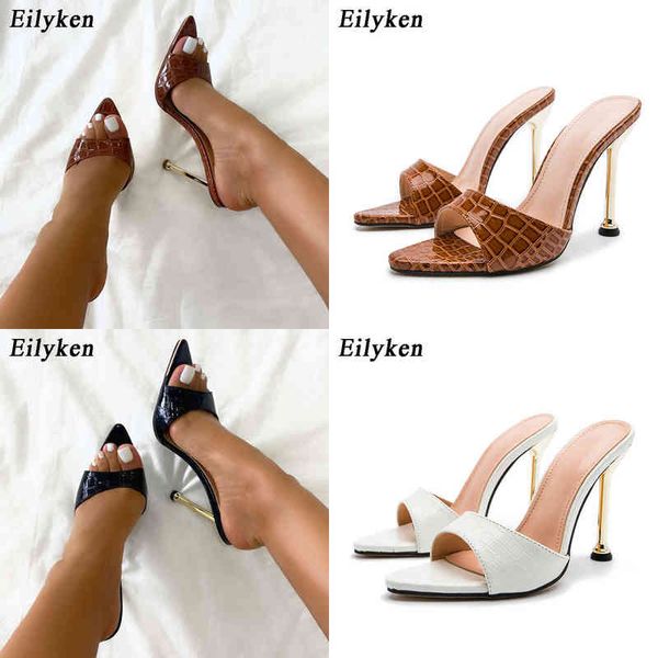 

sandals eilyken women slippers snake print gladiator shoe mule high heels be toe slides party shoes woman 220419 220427, Black
