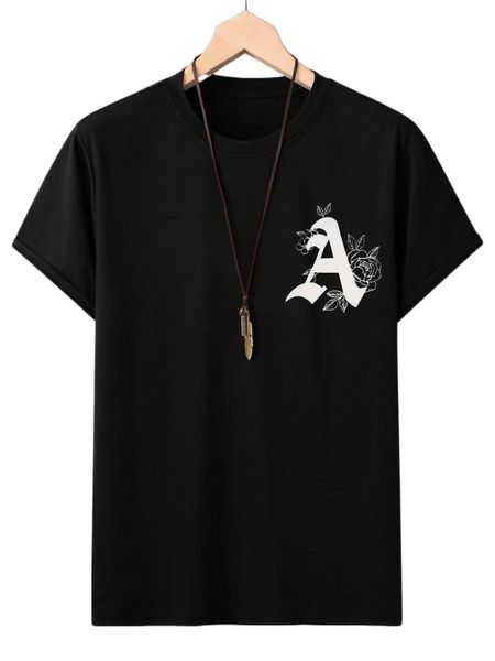 

men floral and letter graphic tee q9d0#, White;black