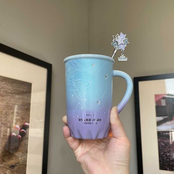 

2021 starbucks cup gradient xingkong ceramic stirring mug water cup 425ml