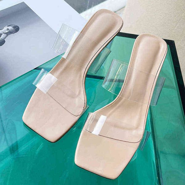 

slippers summer new strange low heels pvc transparent women fashion open toe sandals outdoor beach slides shoes flip flops 220321, Black