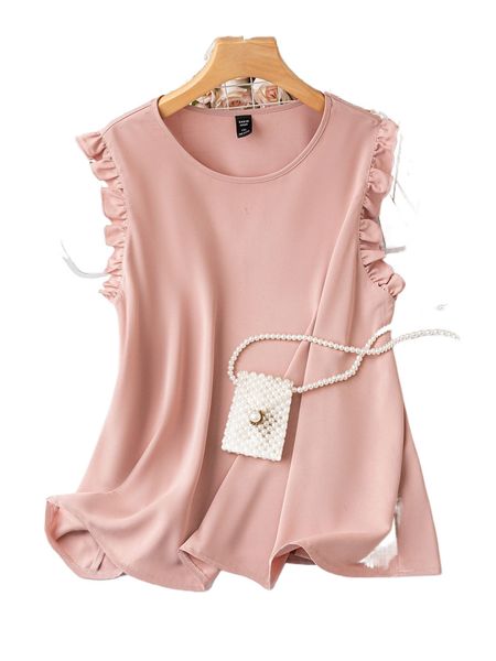 

plus ruffle cuff solid blouse t1qp#, Black