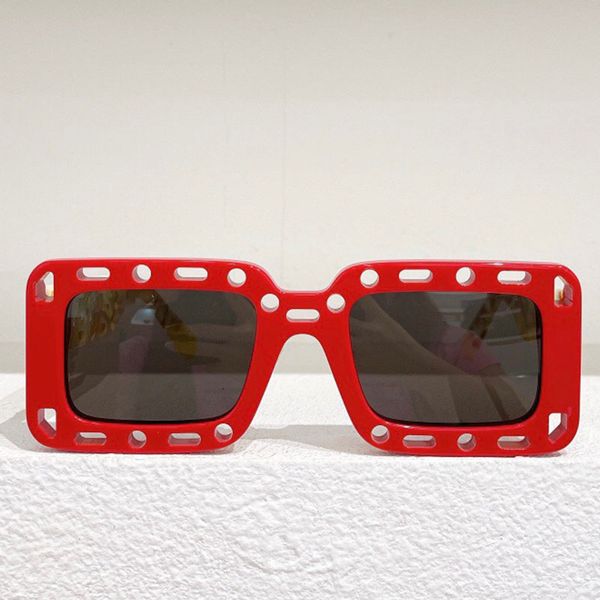 Дизайнерские солнцезащитные очки oeri025 Классическая красная квадратная рама ацетатные солнцезащитные очки храмовый треугольник белая стрела мужская женская модная тенденция личностная вечеринка с коробкой с коробкой