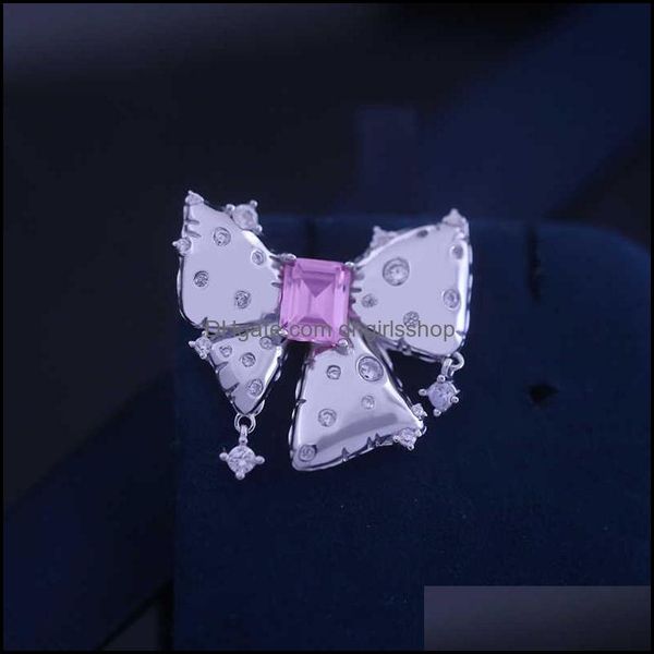 

hair rubber bands jewelry hef original bow earrings female qiao xin same fashion 925 sier drop delivery 2021 hxw4n, Pink