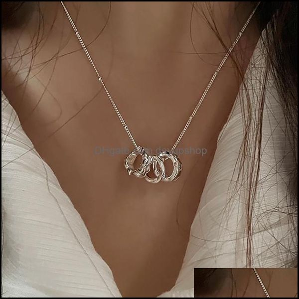 

chains necklaces pendants jewelry 925 stamp sweater necklace for women couples ins fashion creative hollow geometric pendant dhy, Silver