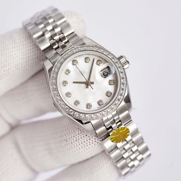 

fashion womans watch 31mm 28mm automatic mechanical watches stainless steel strap diamond dial design waterproof wristwatch gift wristwatche, Slivery;brown