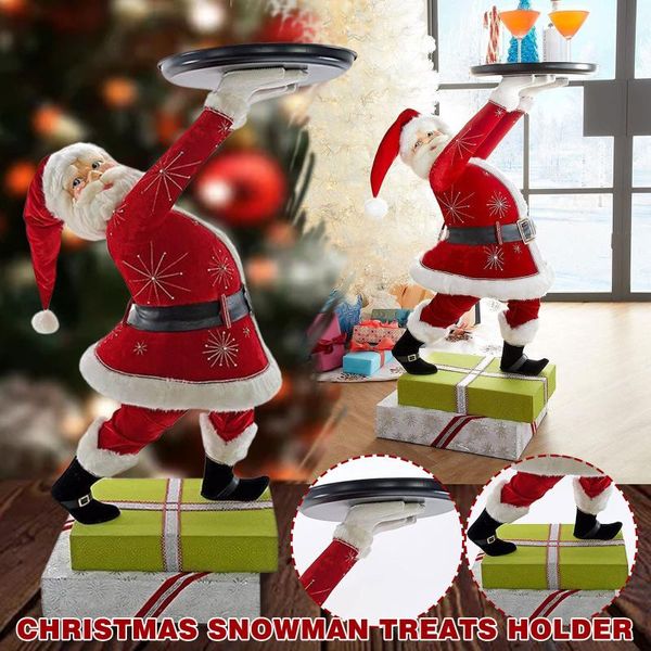 Decorazioni natalizie 4 # Pupazzo di neve Porta dolcetti Giorno nevoso Babbo Natale Vassoio Decorazione Ciotola per spuntini Stand Scatola creativa ContenitoreNatale