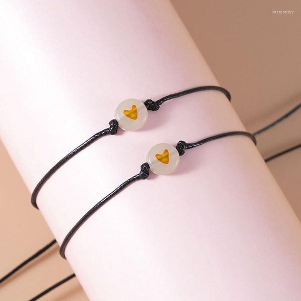 Bracelets de charme amizade luminous Heart Bead Cord
