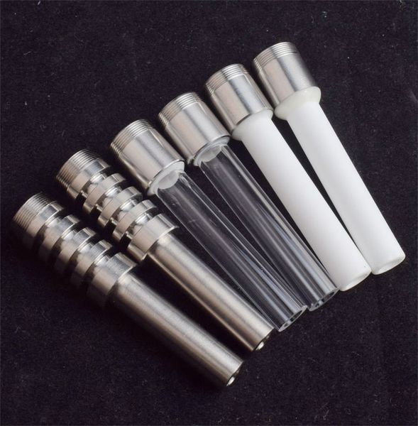 Acessórios para fumantes de tubo de vidro DHL mini tubo de mão 510 Thread Titanium Tip Quartz Cerâmica Bubbler de óleo de óleo de cerâmica