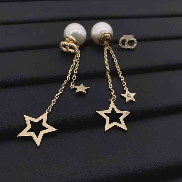 

version earrings design earrings trend five pointed star asymmetric earrings female s925 silver needle, Golden