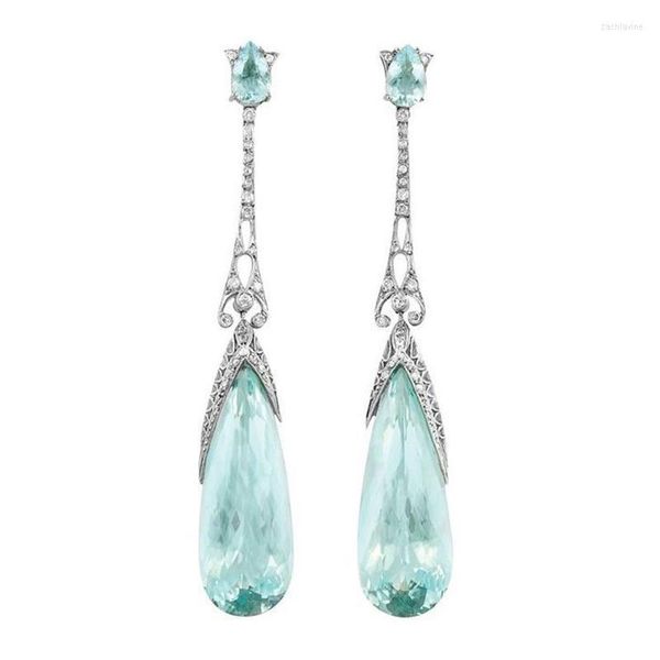 Lustre de candelabro de verão retro azul royal Austria Crystal Silver Brincos de cor para mulheres charme Aretes Areta Pendiência de orelha jóias