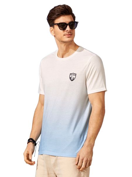 

men ombre badge print tee r4ol#, White;black
