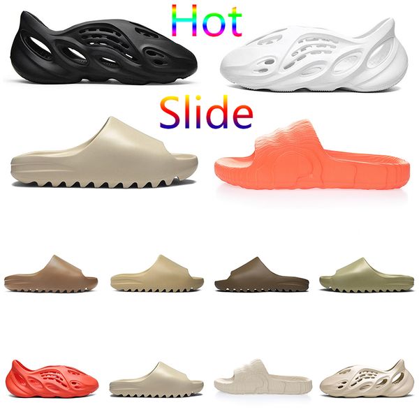 

slides sandals men foam runner slippers sneakers shoes black white bone core red soot sand summer resin flat men women designer beach fashio
