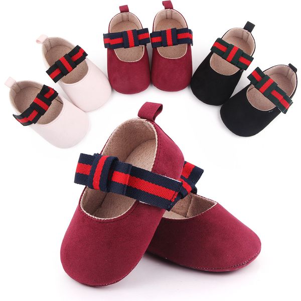 Sapatos de bebê meninas lindos com laço infantil primeiros caminhantes de algodão sola macia recém-nascidos meninas sapatos de princesa