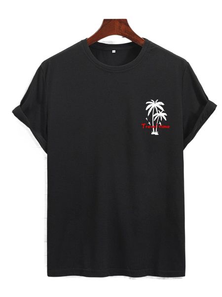 

men tropical & letter graphic tee x8so#, White;black