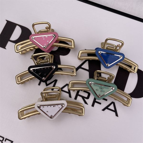 

ps inverted triangle logo alloy barrettes gs european american and french style hair claw headdress factory wholesale, Slivery;golden