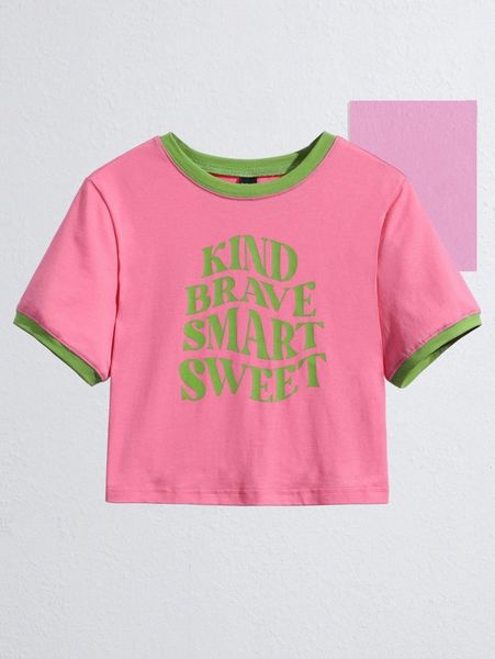 

x elizabeth graham letter graphic contrast trim tee 10fq#, White