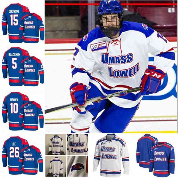 Nik1 NCAA Alumni UMass Lowell River Hawks Maglia da hockey 33 Tyler Wall 5 Chase Blackmun 10 Matthew Brown 26 Andre Lee 7 Kenny Hausinger 18 Ryan