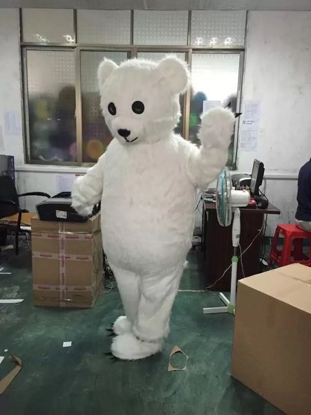 2022 Costume della mascotte dell'orso bianco di alta qualità Vestito da festa di fantasia di Natale di Halloween Vestito da personaggio dei cartoni animati Vestito da carnevale unisex per adulti