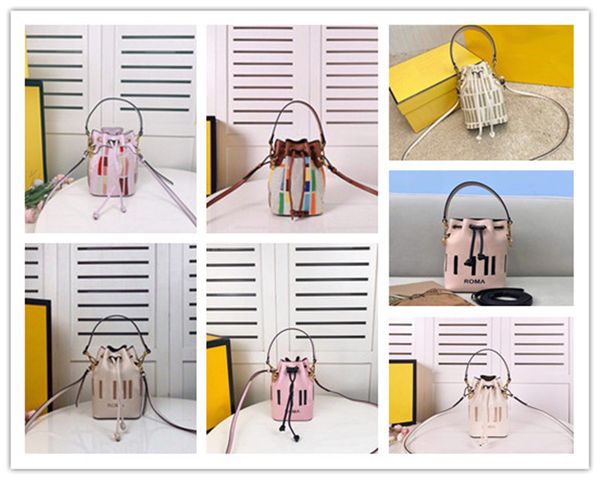 

designer mon tresor mini bucket shoulder bag vertigo canvas & leather perforated women's size:18*12*10cm