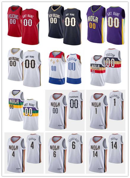 

75th custom men women youth new orleans''pelicans''zion 1 williamson brandon 14 ingram nickeil cj 3 mccollum devonte 4 g, Black;red