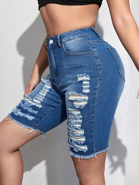 

sxy high waist ripped denim shorts m2fz#, White;black