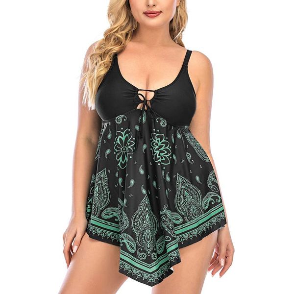 

women's swimwear woman swimsuit two piece women's tummy irregular edge print skirt blouse split swimsuitwomen's, White;black