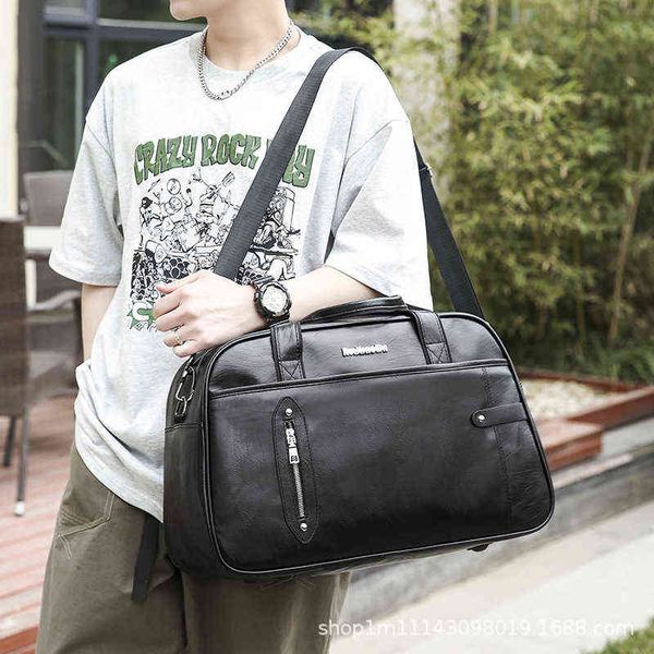 

fashionable travel bag leisure handbag sports fitness bag pu leather men's and women's short distance luggage 220712