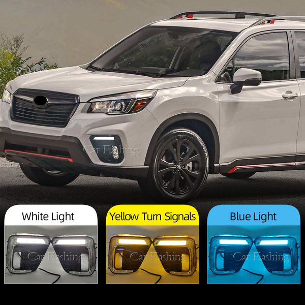 

2pcs for subaru forester 2019 2020 2021 led drl daytime running light daylight fog light yellow turn signal lamp