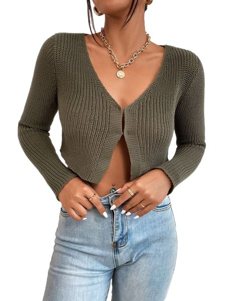 

hook and eye crop cardigan 54zx#, White;black