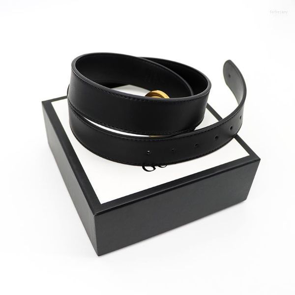 Cintos de grife para mulheres e homens clássicos letra de couro de duas camadas preto G com o logotipo da caixa de metal fivela elegante vintage Jean Man Belt Forb22