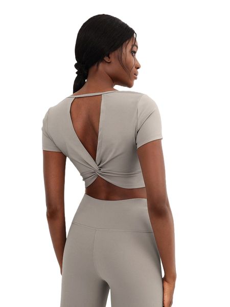 

cropped twist sports t-shirt m5go#, Gray