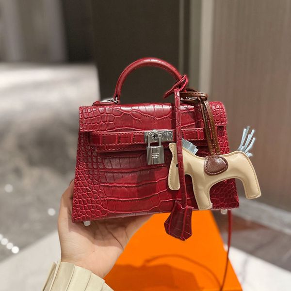 Bolsa de desenhista feminina feminina de alta qualidade mensageiro sacos de crocodilo de luxo mini bolsa de ombro com caixa