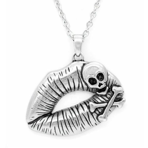 

pendant necklaces men and women universal retro creative lips skull punk style holiday gift jewelry necklace hip hop wholesale, Silver