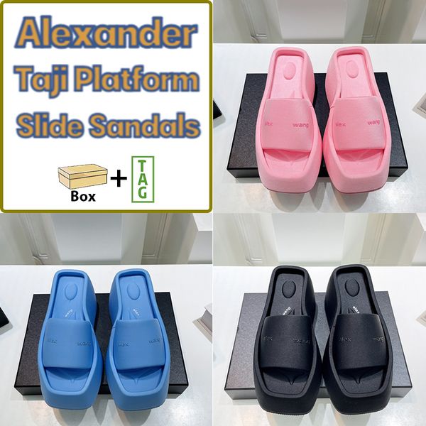 

alex wang taji platform slide beach sandals men women designer slippers black pink blue summer slides aw square toe mens shoes us 5-10