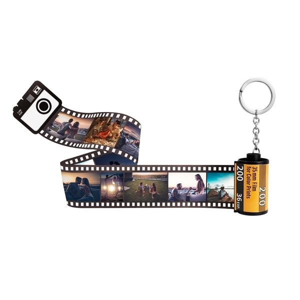 10pcs pos film roll glechain Пара подарки DIY PO Текстовые альбомы обложки Keyrings Custom Memorial Day Day Lover Present 220516