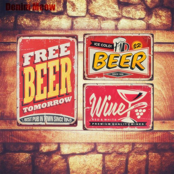 

beer plaque vintage metal tin signs home bar pub decorative plates wine wall stickers shop billboard iron art poster