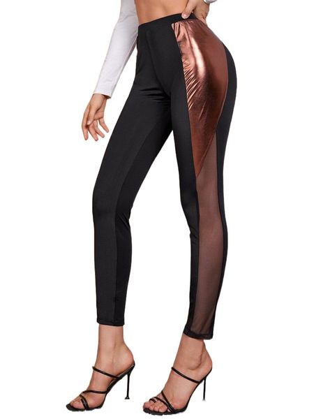 

high waist contrast mesh leggings q7st#, White;black