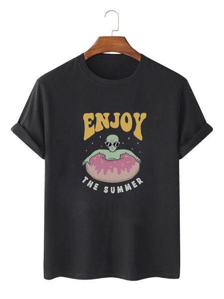 

men alien & letter graphic tee 4795#, White;black