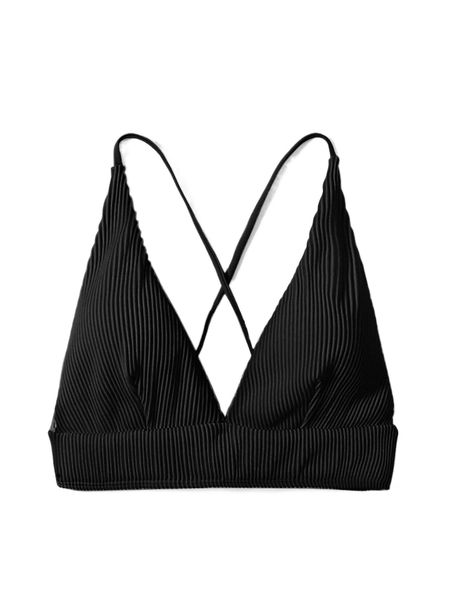 

rib criss cross back tankini o6lx#, White;black